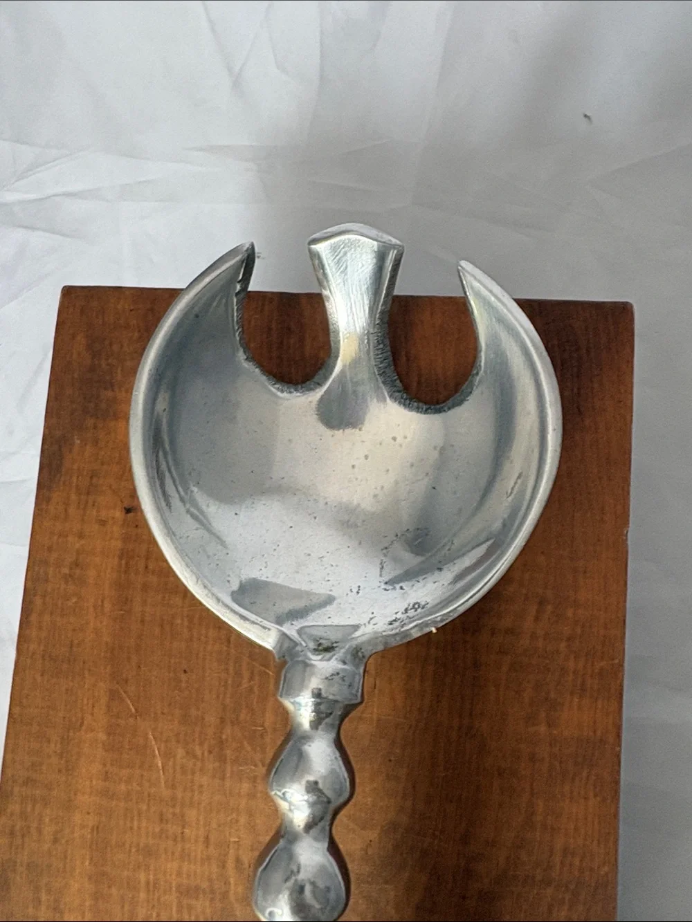 Aluminum String of Pearls Large Serving Spoon and Fork Set - Silver Tone